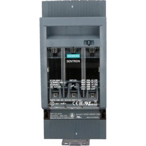 Interruttore con fusibile 3P 160A NH000 per montaggio su guide da 60 mm 3NP1123-1BC20