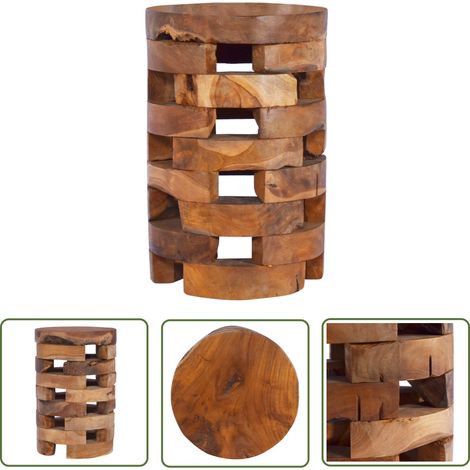 The Living Store Table de chevet 30x30x45 cm Bois de teck massif - Table De Chevet - Meubles Vintage - Table En Bois - Table Basse - Table D'appoint (1/5)