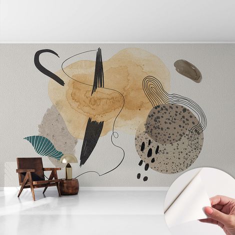 Papier peint adhésif autocollant pour salon chambre à coucher peint imprimé Installation facile Composition abstraite 416x254 cm (1/5)