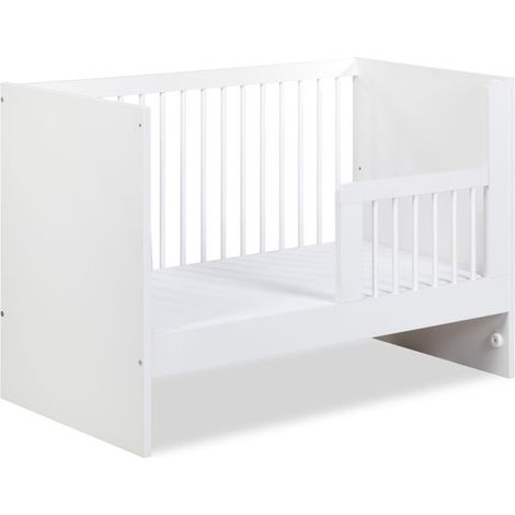 Lit bébé 120x60cm Blanc DALYA barreaux amovible et barrière de sécurité inclus (1/5)