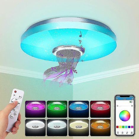 Plafonnier LED avec haut-parleur Bluetooth, intelligent, avec télécommande via application (1/4)