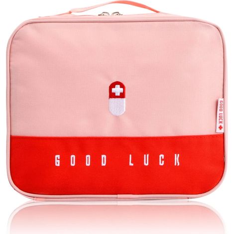 Trousse de Premiers Secours Portable, Médical Étanche de Grande Capacité Sac de Médecine Portable Trousse de Secours Vide, Multifonctionnelle Boîte Médicale pour Maison Voyages, 25x20x13.5cm (Rose) (1/5)