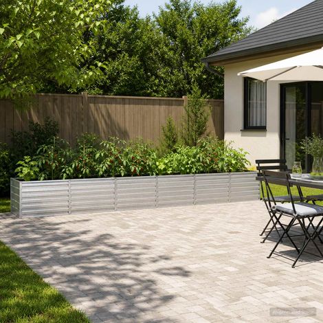 vidaXL Letto rialzato da giardino Argento 480 x 80 x 55 cm