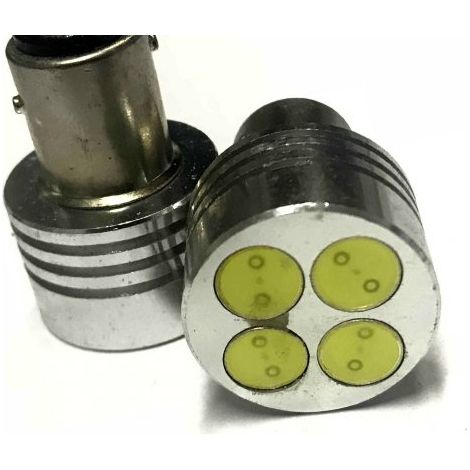 Coppia 2 Lampade Led BAY15D 1157 P21/5W Con 4 Power Led Da 1W Bianco Freddo 6000K 12V 4W