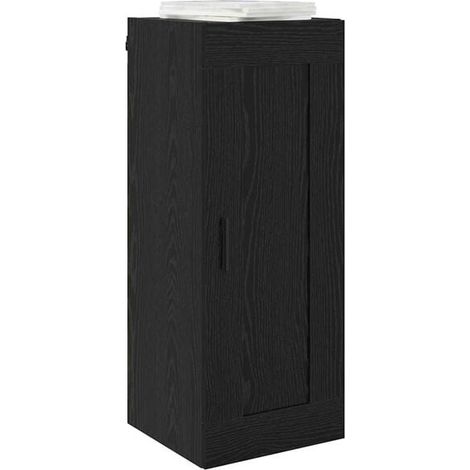 Meuble de Rangement Mural en Bois d'Ingénierie Couleur Chêne Noir, 34,5 x 34 x 90 cm, Étagère Murale de Storage pour Salon, Chambre et Bureau (1/5)