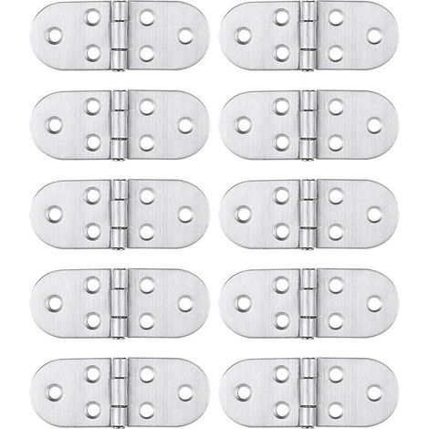 Lot de 10 charnières en acier inoxydable, faciles et robustes à monter, convenant aux tables pliantes, aux portes de placards et aux fenêtres de la maison. (1/5)