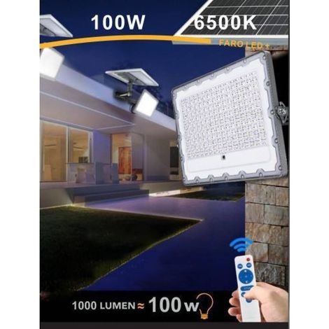 TrAdE Shop Traesio - Faro Led 100 Watt Crepuscolare Pannello Energia Solare Telecomando Ip65 Sl-100w - (1/5)