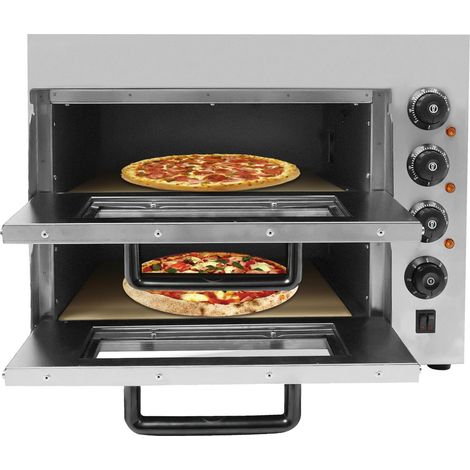 Four à pizza électrique, 3000W double couche mini four à pizza électrique, four à Pizza pour la restauration, 50-350℃ Gastro four en pierre, pour Pizza pain et produits de boulangerie