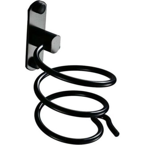1PCS black Hair dryer holder for wall mounting with drilling - For hotel, bathroom, toilet, barbershop Aluminum, matte finish (1/4)