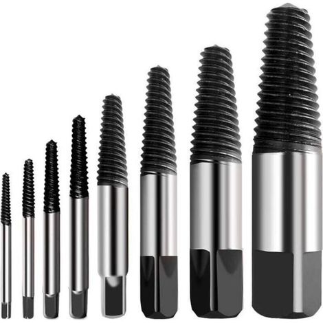 Extracteur de Vis Cassé Extracteur de Vis Multi-éclaté Kit Dureté en Acier Inoxydable Extracteur de Boulon de Vis Cassé Facile à Décoller Convient pour Enlever des Vis Endommagées (8pcs) (1/4)