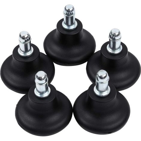 Roulettes fixes – Roues de remplacement pour chaise de bureau – Noires, lot de 5 (1/5)