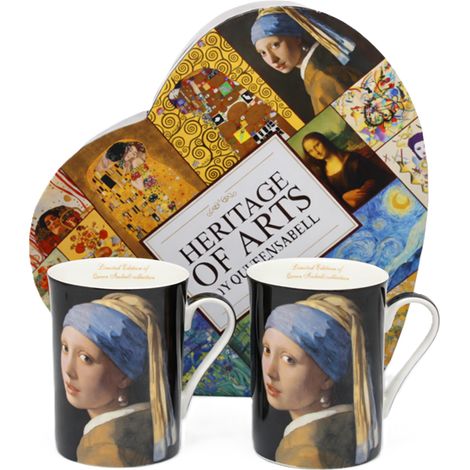 Tazze in porcellana 2x Vermeer "Ragazza con l'orecchino di perla" 300 ml lusso (1/5)