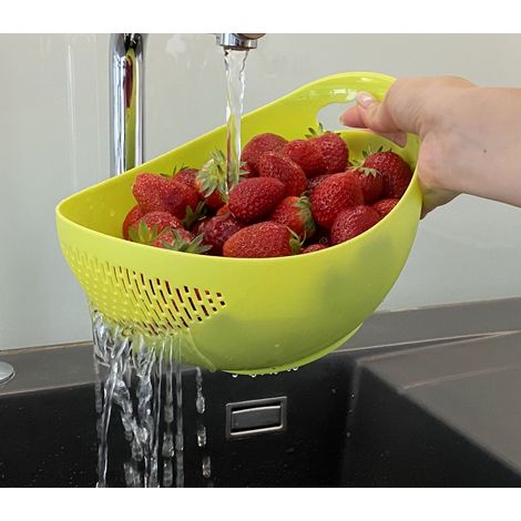 Bol avec passoire Plastique 521 Vert Passoire à pâtes Passoire de cuisine Bol de lavage Égouttoir Saladier Lavable au lave-vaisselle