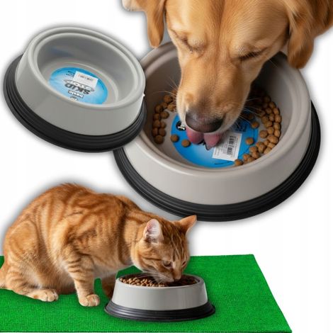 Comedero para perros y gatos, antideslizante, con revestimiento de goma, para comida y agua, 1,2 L, duradero. (1/5)