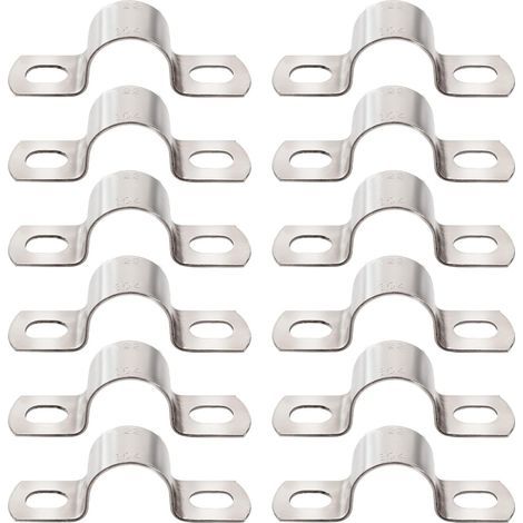 12 Pièces Ø 22mm Colliers de Serrage en U, Clips Câble 2 Trous Fixation en Acier Inoxydable, Support de Selle en U à Deux Trous, pour Tuyaux et Câbles (1/5)