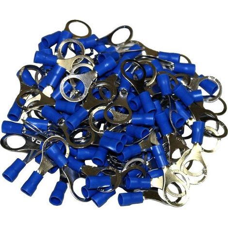 Cosse electrique ronde a oeil 10 mm bleu - fil 1.5 à 2.5 - 100 cosses