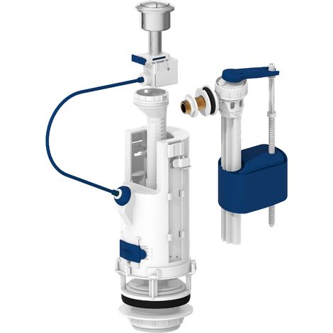 Ensemble de chasse d'eau 3-6 L Dualtech 2 robinet SR+ à ouverture différée – Mécanisme à câble pour réservoir 320-450 mm – Alimentation latérale silencieuse – Bemis