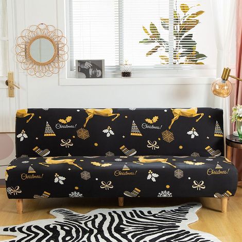 Housse de Canapé sans Accoudoir Extensible,Couverture de Canapé sans Bras Universel Tout Couvert Canapé Pliant Protecteur,Facile à Installer et Nettoyer,Housse de Clic Clac 3 Places,renne de noël (1/2)