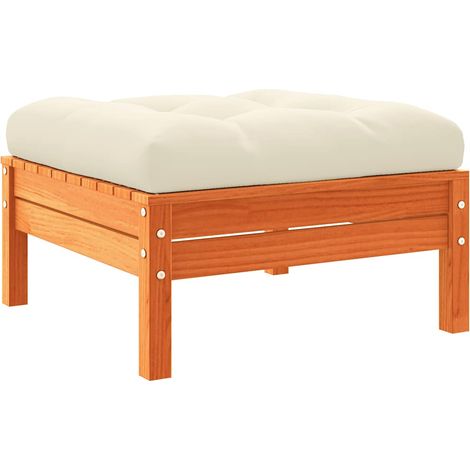 Maison Exclusive - Gartenhocker mit Kissen Wachsbraun Massivholz