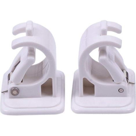 2 Pcs Blanc Rideau Suspendu Tige De Suspension Crochets De Pince De Salle De Bains Tringle De Rideau De Douche Clip Fixe Crochet De Support De Suspension avec Clip Crochet, Blanc