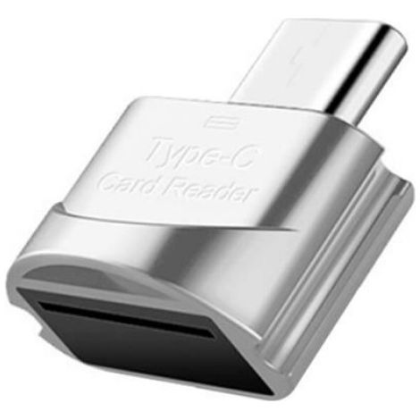 Lecteur De Carte Tf - Adaptateur Otg Usb 3.1 Type C - Pour Ordinateur Portable Et Smartphone - Argent - 1 Pièce