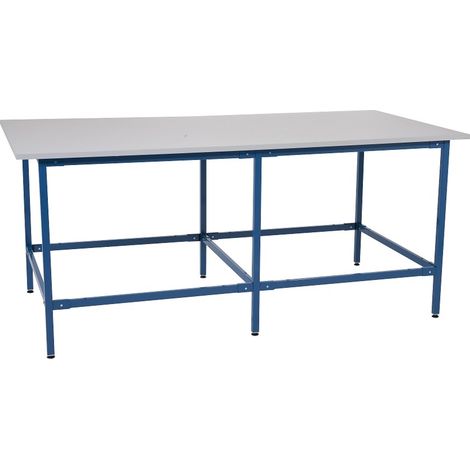 PROVOST - Table de travail Provost 3000 mm - 6 pieds en acier, plateau mélaminé gris