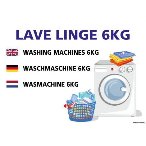 PANNEAU LAVE LINGE PERSONNALISABLE (H0434) - Adhésif - 105 x 75 mm (1/2)