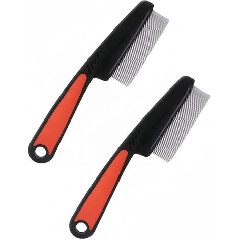 Lot de 2 peigne, dents fines et épaisses, acier inoxydable, pour chien et chat (1/5)