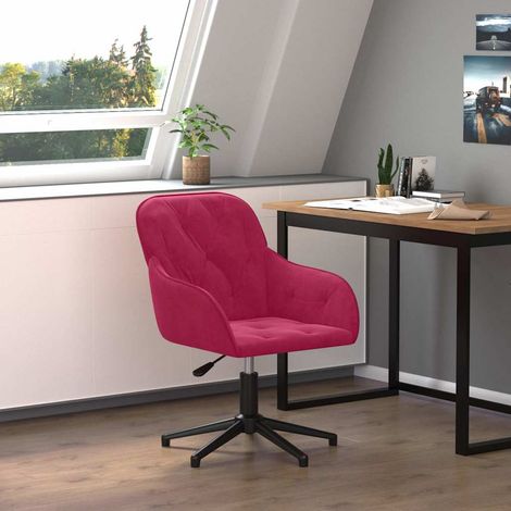vidaXL Chaise pivotante de bureau Rouge bordeaux Velours (1/5)