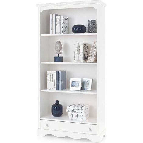 Libreria in legno classica 3 ripiani Bianco Opaco