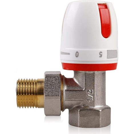 Heating Thermostat, Corner Shape, White, Radiator Tap, Brass Material, Thermostatic Head, Heating Regulator, Automatic Temperature Regulator (Thermostatic Head (1/5)