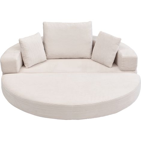ELVMI Schlafsofa 2 in 1 mit 3 Kissen, aus Schaumstoff und Cordstoff, Hellbeige (1/5)