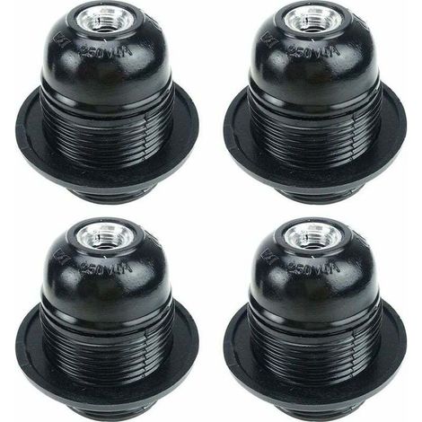 E27 screw socket black, E27 lamp socket, 4 E27 sockets, E27 lamp sockets, solid lamp sockets, black socket adapter, lamp sockets for decoration in bars, kitchens, canteens, industry and DIY projects (1/5)