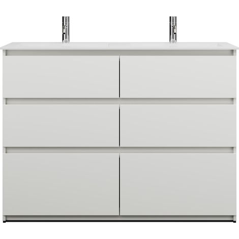 burgbad Lin20 Lavabo bajo para lavabo doble blanco brillante con
