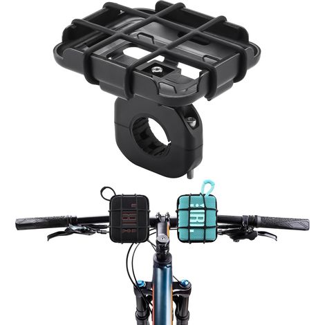 Soporte de bicicleta para JBL GO 4/3/2, soporte de altavoz portátil de metal, correa ajustable con bolsillo de malla, compatible con JBL Go (solo soporte) (Negro) (1/5)