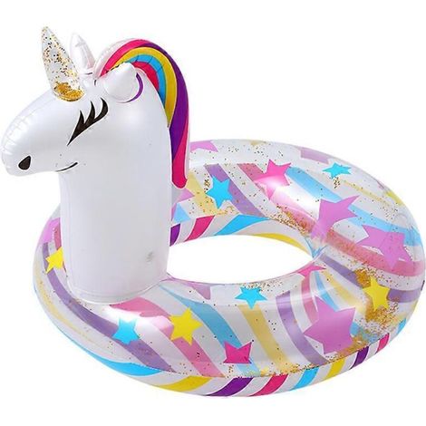 1 jouet de piscine gonflable licorne pour enfants, bouée gonflable à paillettes pour l'été (1/5)