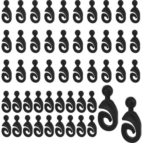 50pcs Crochets en Plastique Noir pour Rideaux de Tonnelle, Coulissants et Durables pour Moustiquaires Auvents Rideaux Salle de Bain la Maison et l'Hôtel (1/5)