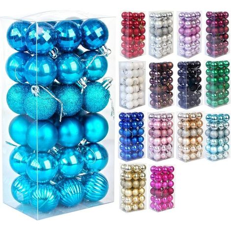 décoration de Noël Ensemble de 36 pièces de boules de Noël boule de décoration d'arbre de Noël incassable boule de Noël ornement de vacances décoration de fête de mariage boule, bleu lac cadeau de Noë (1/4)