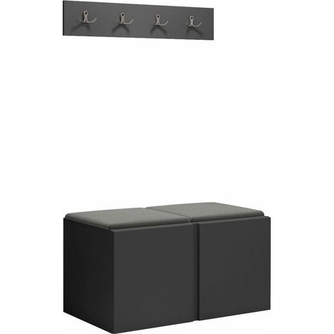 Conjunto para recibidor Pinis VI, Grafito, 0x0x0cm, Tapiz, Aglomerado laminado, Colocada, Montada en la pared
