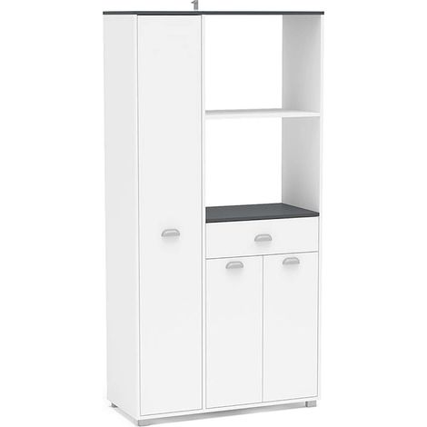 Mueble Buffet alto 3 puertas y 1 cajón acabado blanco, 180cm (alto) x90cm (ancho) x 40cm (fondo). (1/4)