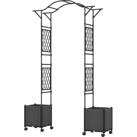 Arco da giardino 2 in 1 con fioriere 208 x 40 x 250 cm sistema di autoirrigazione design moderno metallo grigio 200010181