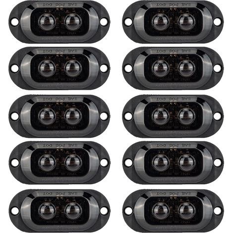 Lot de 10 Feux de Position Latéraux LED - Feux de Gabarit pour Remorque 12-24V Clignotants Latéraux pour Remorques Camions Camping-Cars Bus Voitures Universels Étanches 3000K (Ambre/Jaune) (1/5)