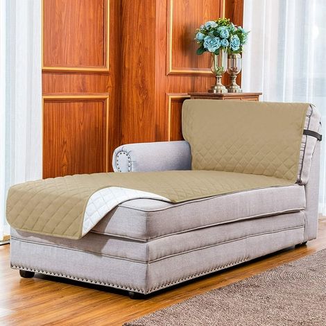 Housse de canapé réversible antidérapante avec sangles élastiques, protège-salon ajustable, housse chaise 2-en-1, tissu doux, taille standard, beige, lavable en machine, couvre-siège extensible. (1/4)