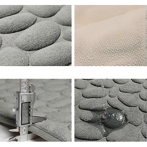 Tapis de sol Pxcl à motif galets en relief absorbants et antidérapants pour l'entrée de la salle de bain - 40 x 60 cm - Marron (1/4)