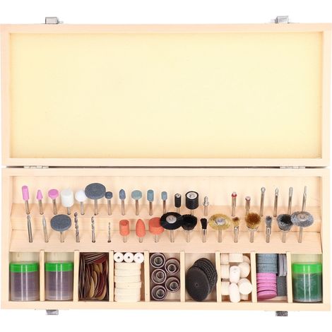 Kit accessoire outil rotatif 228 pièces, petit format haute efficacité, polissage et ponçage avec tige 3mm. (1/5)