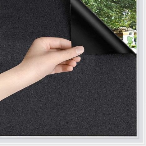 42 x 60 cm - Tissu occultant - Film occultant pour fenêtres - Film adhésif pour fenêtres - Protection solaire - Rideau occultant - Film pour vitres - Noir mat (1/3)