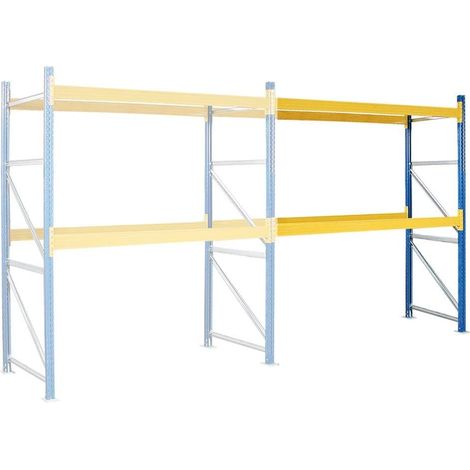 BRB Anbauregal zu Palettenregal für 9 Europaletten, 1 Regalfeld, mit 2 Paar Tragbalken, BxTxH 2785x1100x3 mm, Fachlast 2900 kg/Tragbalkenpaar
