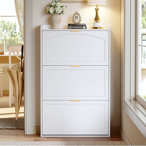 Zapatero estrecho 3 puertas abatibles 76x23x118 cm OKMYHOME (1/5)