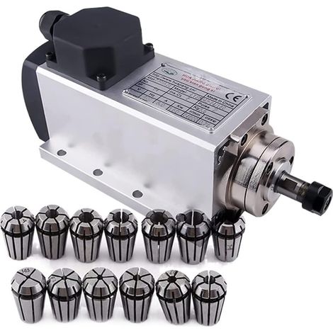 Kit de Moteur de Broche sans balais CNC 1.5KW Kits de Moteur de Broche refroidi par Air Broche de Refroidissement par Air + 13 pièces ER11 Pince for CNC fraisage Travail du Bois Graver Machine (1/5)
