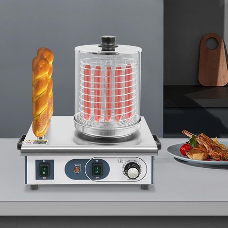 Machine à Hot-Dog 550W, Chauffe Hot-Dog Professionnel avec 2 Broches Pain, Chauffe-Saucisse 6L 50-300°C, Appareil Hot-Dog Acier Inoxydable pour Snack Bar Restaurant Food Truck (1/5)